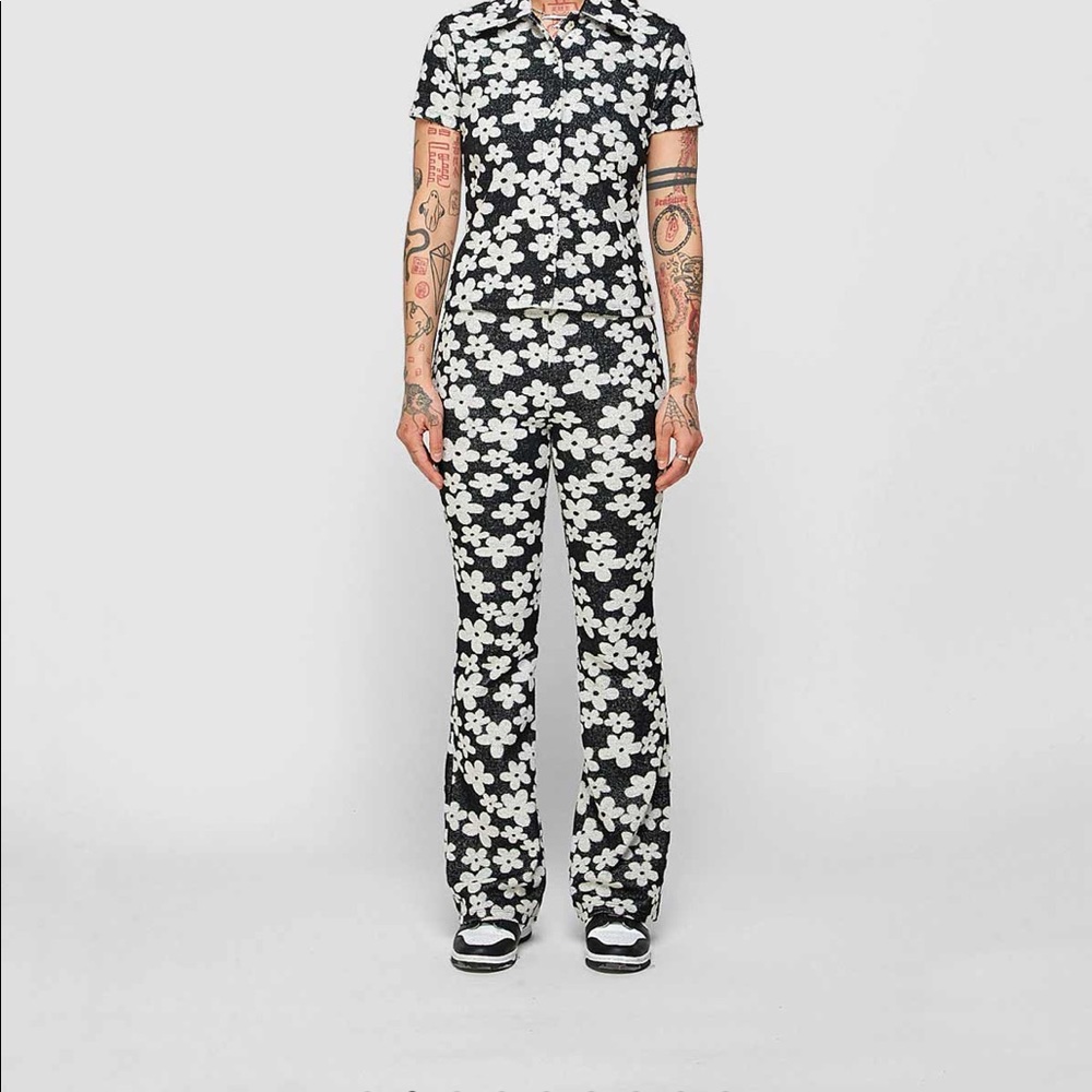 Sundae School B&W Flower Bomb Terry Pant